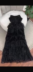 فستان سهرة تل مطرز بلول وخرز