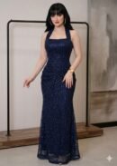 فستان سهرة خرز مع شيال وكلفة