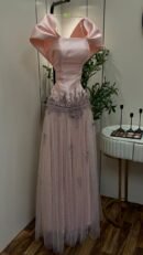 فستان سهرة خامة ميكادو تل ولول وتطريز كمبيوتر الأصلي