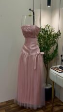 فستان سهرة توب خامة ميكادو وتل دبل كلوش