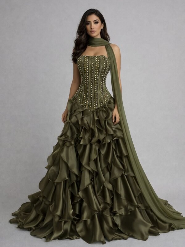 فستان سهرة توب صدرية خرز مبطن وخامة كرنكر