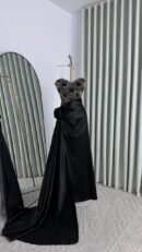 فستان سهرة تفته وتطريز يدوي