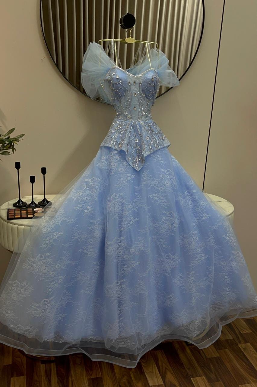 فستان سهرة "سماء الكريستال" من التل والدانتيل الفاخر بتطريز يدوي براق - الصورة 5